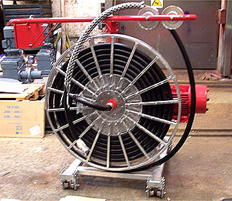 Cable reel for theatres with motor drive type AS Drive ®, assembly onto a running frame for INP