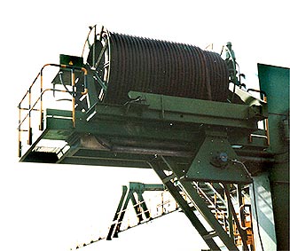 Cable reel with AS DRIVE® motor type KM250 for power feed of the stacker-reclaimer.