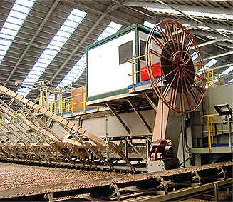 Detail o f cable reel with AS Drive® motor, assembly onto reclaimer machine in a cement plant.
